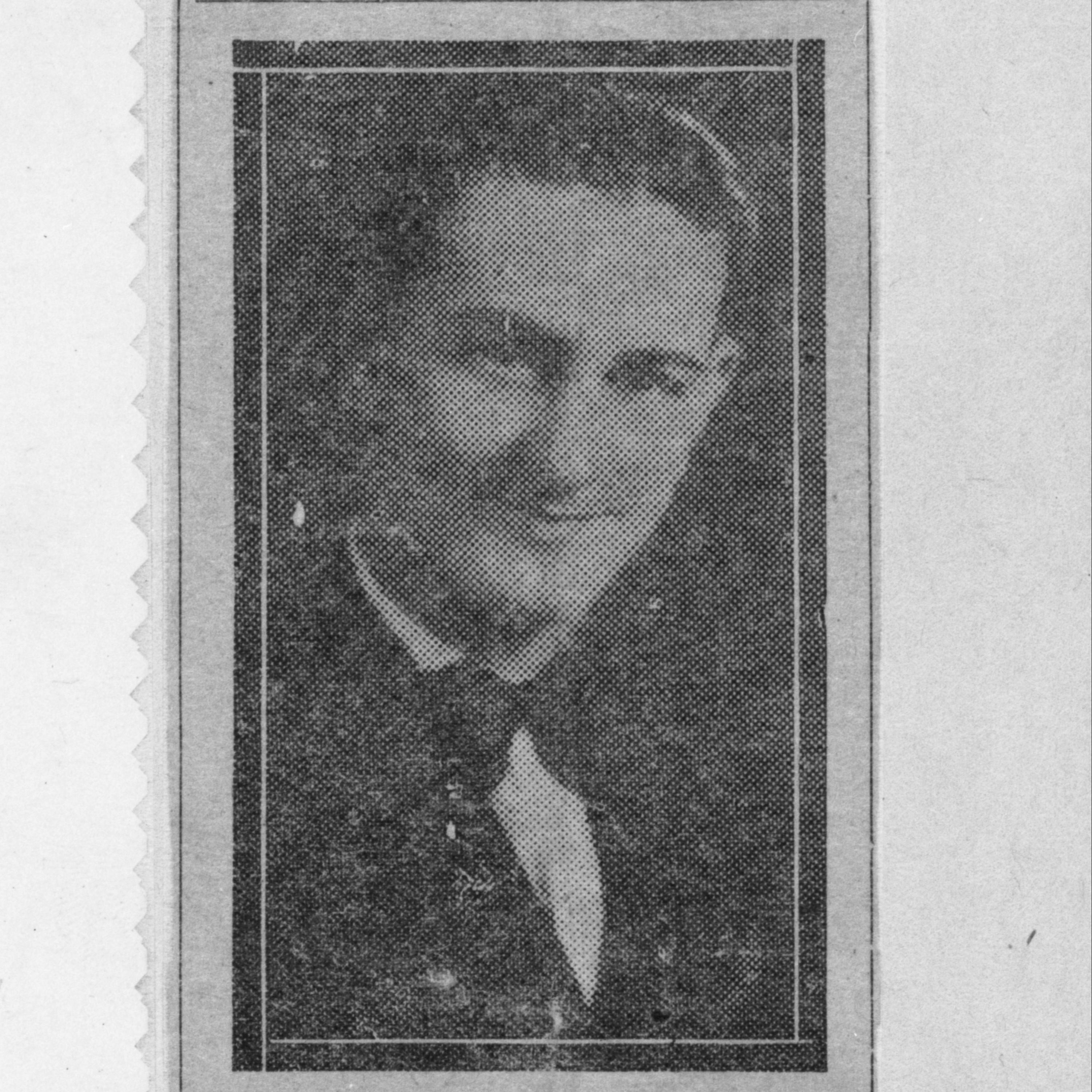 Newspaper photo of LBJ wearing a bowtie. 